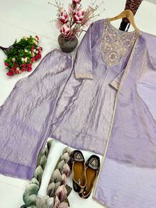 Conjunto de Salwar Kameez Anarkali Morado Bordado para Mujer, con Mangas Largas y Dupatta, para Bodas Pakistaníes, Fiestas, Graduaciones, Diwali y Eventos - Product Image 6