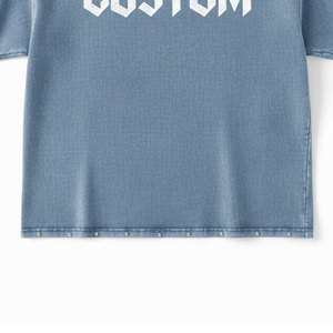 Premium 280GSM Heavyweight Cotton Acid Wash Oversized T-shirt | Custom Logo <b>Studded</b> Neckline Streetwear Hip Hop Tee - Product Image 4