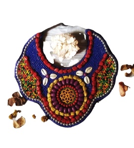 CRYSTAL CRAFT African Women Party Seed <b>Beads</b> Beaded Chain Statement Bib Necklace and Earring Jewelry <b>Set</b> - Product Image 5