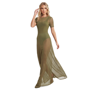 Robe longue en maille pour femme, manches longues, body transparent, lingerie sexy, nuisette, tenue de club, combinaison sexy transparente - Product Image 1