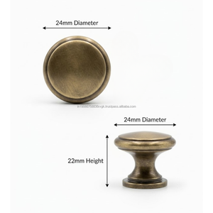 Decorative Iron <b>Knob</b> <b>Brass</b> Finish 24mm Multi Use Wall Hook Accent Furniture Pull Small Round Hardware Bulk Supplier - Product Image 1