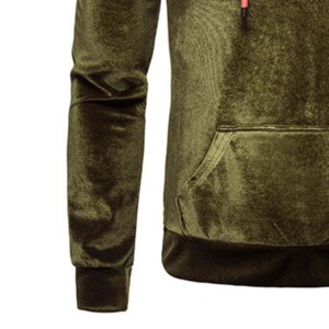 Sudadera con capucha de terciopelo para hombre, estilo casual con bloques de color, bolsillos, estilo otoñal, corte regular, felpa francesa - Product Image 3