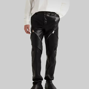Top Selling Latest Design <b>Men's</b> Casual <b>Leather</b> <b>Pants</b> Lightweight Eco-Friendly Waterproof Breathable Custom Logo High Quality - Product Image 1