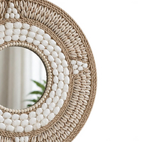 Miroir mural géométrique en mosaïque de coquillages, décoration murale côtière naturelle, ornement mural suspendu