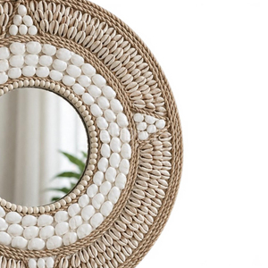 Geometric Sea <b>Shell</b> Mosaic Frame Wall Mirror, Natural Coastal Wall Decor, Wall Hanging Decoration <b>Ornament</b> - Product Image 3