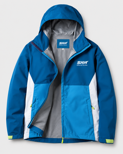 <b>Men</b>’s Blue Color Block Hooded Shell <b>Jacket</b> <b>Lightweight</b> Outdoor Windbreaker with Mesh Lining Zip Pockets and Adjustable Cuffs - Product Image 1