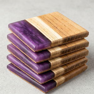 Handmade Mango Wood Biodegradable Luxury <b>Square</b> Coaster <b>Set</b> for Home Decor Tableware Gift - Product Image 1