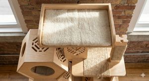 Torre de Madera Grabada a Mano para Gatos con Rascador de Sisal, Condominio Moderno para Gatos, Mueble Multinivel para Gatos, Torre de Escalada para Mascotas - Product Image 2