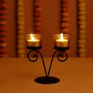 Modern Metal <b>Tealight</b> Candle Holder Black Decorative <b>Lantern</b> for Home Living Room Decor Elegant Metal Candle Jar At Best Price - Product Image 6