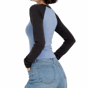 Camiseta de manga larga raglán vintage para mujer, informal, cómoda, para uso diario - Product Image 3