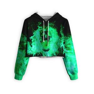 Sudadera Corta con Estampado de Fuego Colorido para Mujer, Sudadera con Capucha, Sublimación por Transferencia, 100% Poliéster, Tejido de Punto, Ropa Urbana de Primavera - Product Image 5