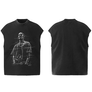 Custom Oversized Sleeveless T <b>Shirt</b> Men Graphic Streetwear Hip Hop Tee OEM Wholesale Supplier Bulk Manufacturer - Product Image 5