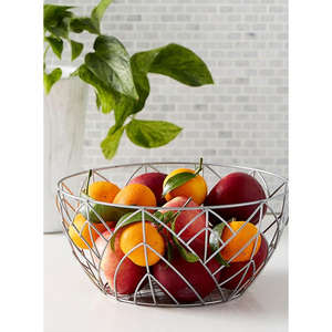 Artisanaux Style minimaliste panier en métal qualité fruits boisson panier de rangement organisateur de cuisine nickel fini et table déco - Product Image 4