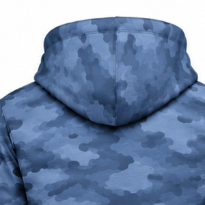 ชุดวอร์มลายพรางสีน้ำเงินเดนิมแบบยูนิเซ็กซ์ เสื้อฮู้ดซิปเต็มตัว กางเกงจ็อกเกอร์ ชุดลำลองลายพรางแบบกำหนดเอง ชุดกีฬา ชุดออกกำลังกาย - Product Image 5