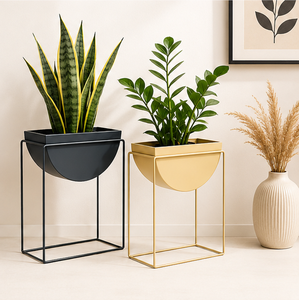 Premium Quality Metal Plant <b>Stand</b> with Half-Moon <b>Pot</b> Style Iron Flower Holder for Indoor Living Room and Office Decoration - Product Image 3