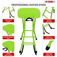 5Core Gitarrenhocker 8 cm gepolsterter, faltbarer, robuster Musikstuhl mit integrierter Fußstütze und Bodenstehender Sensibilitätsschale