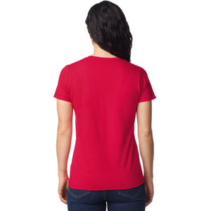 Camiseta de Mujer de Peso Medio en Color Rojo, Algodón Suave, Manga Corta, Cómoda, Informal, Básica, de Primera Calidad - Product Image 2