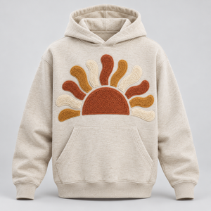 Sweat-shirt unisexe en molleton de coton lavande avec applique tonale en forme de pétale, coupe décontractée, design personnalisé, vente en gros - Product Image 2