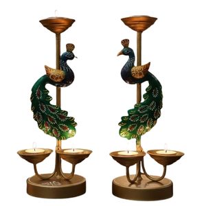 Peacock Metal Candle Holders for Home Decor Vintage Tealight for Living Room Dining <b>Table</b> Festival Wedding Decor - Product Image 6