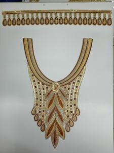 Embroidered Round Neck Collar <b>Patch</b> with Sequins <b>on</b> Net Fabric <b>Sew</b>-<b>On</b> Style for Ethnic Wear-Kurtis Blouses Sarees Gowns - Product Image 3