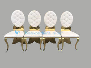 Sedia in acciaio inox con bottone diamantato in velluto per banchetti nuziali evento nuovo Design - Product Image 6