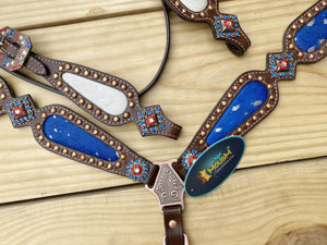 Ensemble de têtière et de peitorale en cuir occidental de qualité supérieure avec boucles décoratives et conchos – Équipement d'équitation durable - Product Image 5