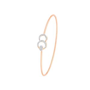Rose Gold Lab Grown Diamond Double Circle Open Bangle Bracelet - Product Image 2