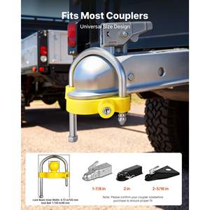 Kit de verrouillage de remorque antivol robuste, hauteur réglable, compatible avec les attaches de 1-7/8, 2 et 2-5/16 pouces pour VR, verrouillage à bille, résistant à l'effraction - Product Image 2
