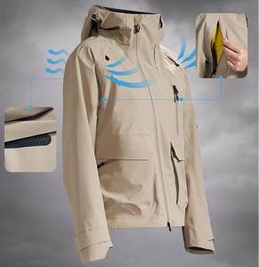 Veste coupe-vent à capuche unisexe avec logo personnalisé, imperméable -Tex 10 000 mm, écologique, softshell, pour le camping, la randonnée, le ski - Product Image 5