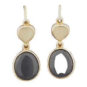 Boucles d'oreilles en argent sterling 925 avec onyx noir et pierres précieuses plaqué or bijoux tendance pour femmes - Product Image 1