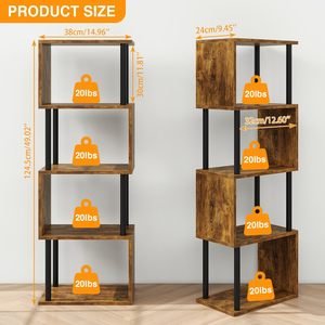 Étagère à 5 niveaux en forme de S, en bois et métal, étagère de présentation autoportante, étagère de rangement pour salon, chambre à coucher, bureau - Product Image 2