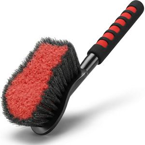 Brosse de lavage de voiture douce de 17,5 pouces avec long manche, poils souples, grattoir pour pneus et carrosserie, sûre pour le nettoyage des flancs des roues - Product Image 1