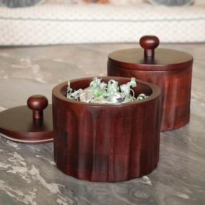 Tarro de Almacenamiento de Madera Tallada con Diseño del Templo Ram Janmabhoomi y Tapa de Mármol, Tradición India en Decoración del Hogar - Product Image 5