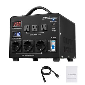 Trasformatore di isolamento e alimentazione per impieghi gravosi da 5000VA con funzione di conversione da 110V a 220V e da 220V a 110V, 3 uscite USA - Product Image 1