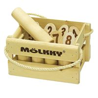 Jeu de Molkky en bois écologique Woody24into7, design moderne, meilleure qualité, fabrication artisanale, vente directe d'usine, utilisation en extérieur