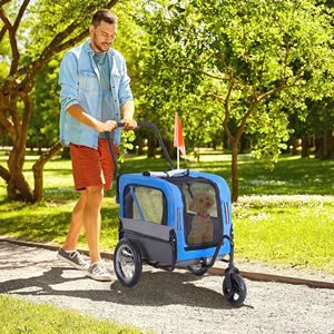 Remorque de vélo 2-en-1 pour petit chien, attache de chariot latéral pour vélo, poussette, chariot de transport pour animaux de compagnie en voyage - Product Image 2