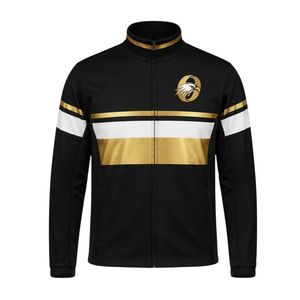 <b>Men</b> Black Gold Hockey Sports <b>Jacket</b> Polyester Athletic Wear Team Training <b>Jacket</b> Outdoor Sports Uniform Performance Apparel - Product Image 1