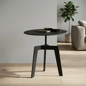 Vintage Coffee <b>Table</b> <b>Black</b> Round Minimalist Tripod Base Modern Design Living Room Accent Furniture Sleek <b>Small</b> End Piece - Product Image 6