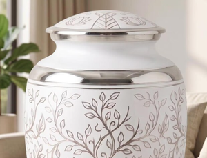 Professional Handmade Artisan Modern Handmade Ceramic Round <b>Memorial</b> Urn Decorative Tree Lotus Floral Pattern Jar - Product Image 3