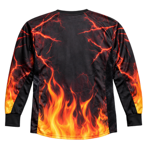 Camiseta de Paintball con Diseño Gráfico de Fuego y Rayos, Sublimada, Manga Larga, Transpirable, Malla Deportiva, Puños Elásticos Acanalados - Product Image 3