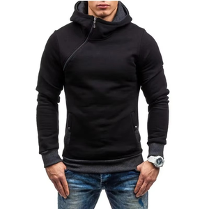Sudadera con Capucha para Hombre, Color Negro Sólido, Felpa Francesa, Diseño Casual con Bolsillo con Cremallera, Corte Ajustado, Ropa de Otoño - Product Image 6