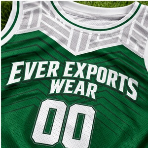Green <b>White</b> Geometric Basketball Uniform Custom Printed Jersey and <b>Shorts</b> With Contrast Hem Team Sports Kit - Product Image 3