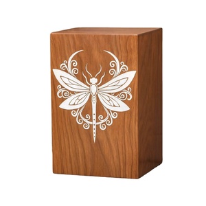 Urna de madera hecha a mano con incrustaciones de libélula, caja de cenizas conmemorativas, recuerdo conmemorativo, urna de cremación decorativa para cenizas, moderna - Product Image 1