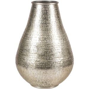 Jarrón de Aluminio Plateado Resistente con Patrón Geométrico, Jarrón Decorativo de Metal para Mesa, Resistente al Deslustre - Product Image 1