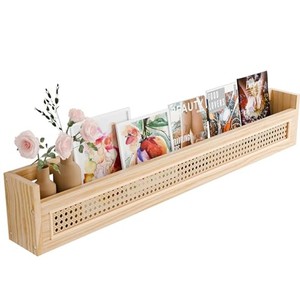 Estante de Pared de Madera de Mango con Panel de Ratán - Almacenamiento Flotante Artesanal al por Mayor - Product Image 5