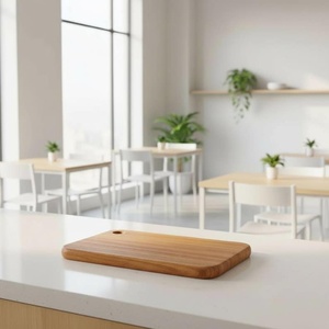 Planche à découper rectangulaire en bois, antidérapante, écologique, passe au lave-vaisselle, avec manche de couteau en bois - Product Image 3