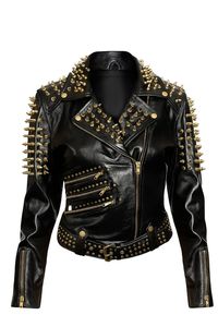 Punk Style Cowhide <b>Leather</b> Motorcycle <b>Jacket</b> Men Plus Size Studded Rivet Zipper Turn-down Collar Autumn Fashion - Product Image 3