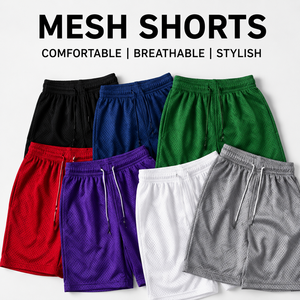 Shorts de sport respirants en mesh avec cordon de serrage, shorts d'entraînement athlétique, shorts décontractés pour hommes - Product Image 3