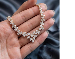 Luxury Gold Floral Moissanite Necklace Diamond Look Hip Hop Jewellery <b>Iced</b> <b>Out</b> <b>Chain</b> Elegant Statement Gift - Product Image 3