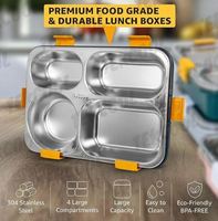 Hoge kwaliteit 4-delige roestvrijstalen lekbestendige lunchbox met 1000ml inhoud, luchtdichte sluiting, duurzame constructie - bulkprijs